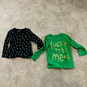 Christmas & St Patty’s Day Toddler Girls Tops, Size 2T, lot of 2